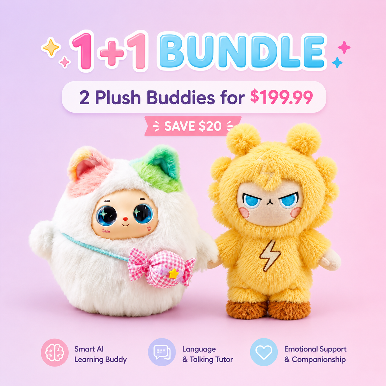 Yoyo + Leo 1+1 Bundle — 2 plush buddies for $199.99, save $20